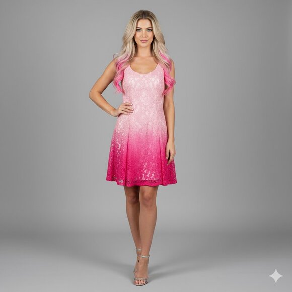 Charlotte Russe Pink Gradient Lace Dress - Picture 1 of 4